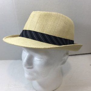 Dorfman Pacific Co Paper Straw Fedora Hat w/Black Ribbon Large